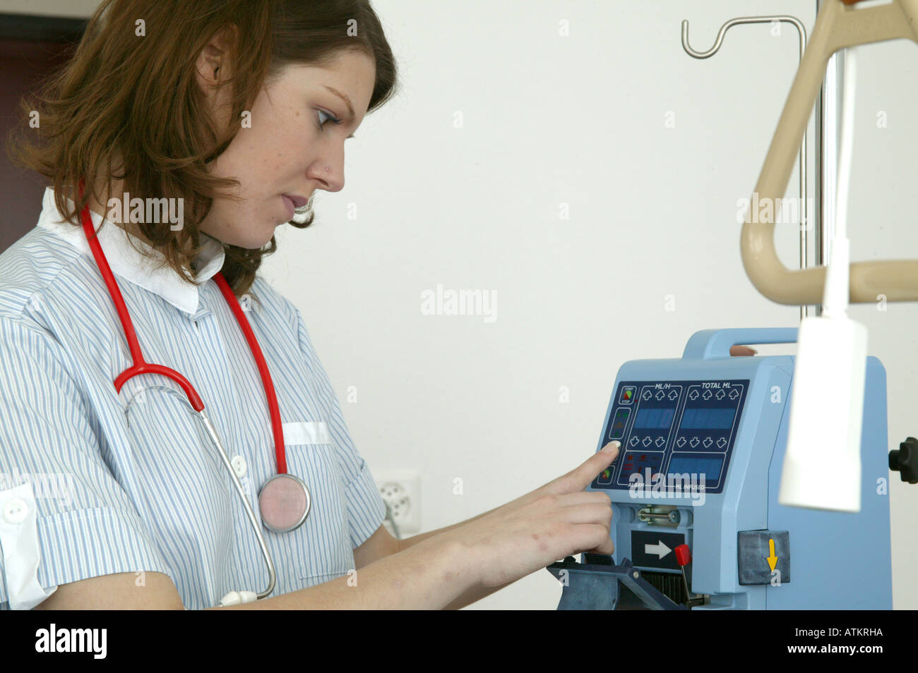 nurse working in a hospital Stock Photo