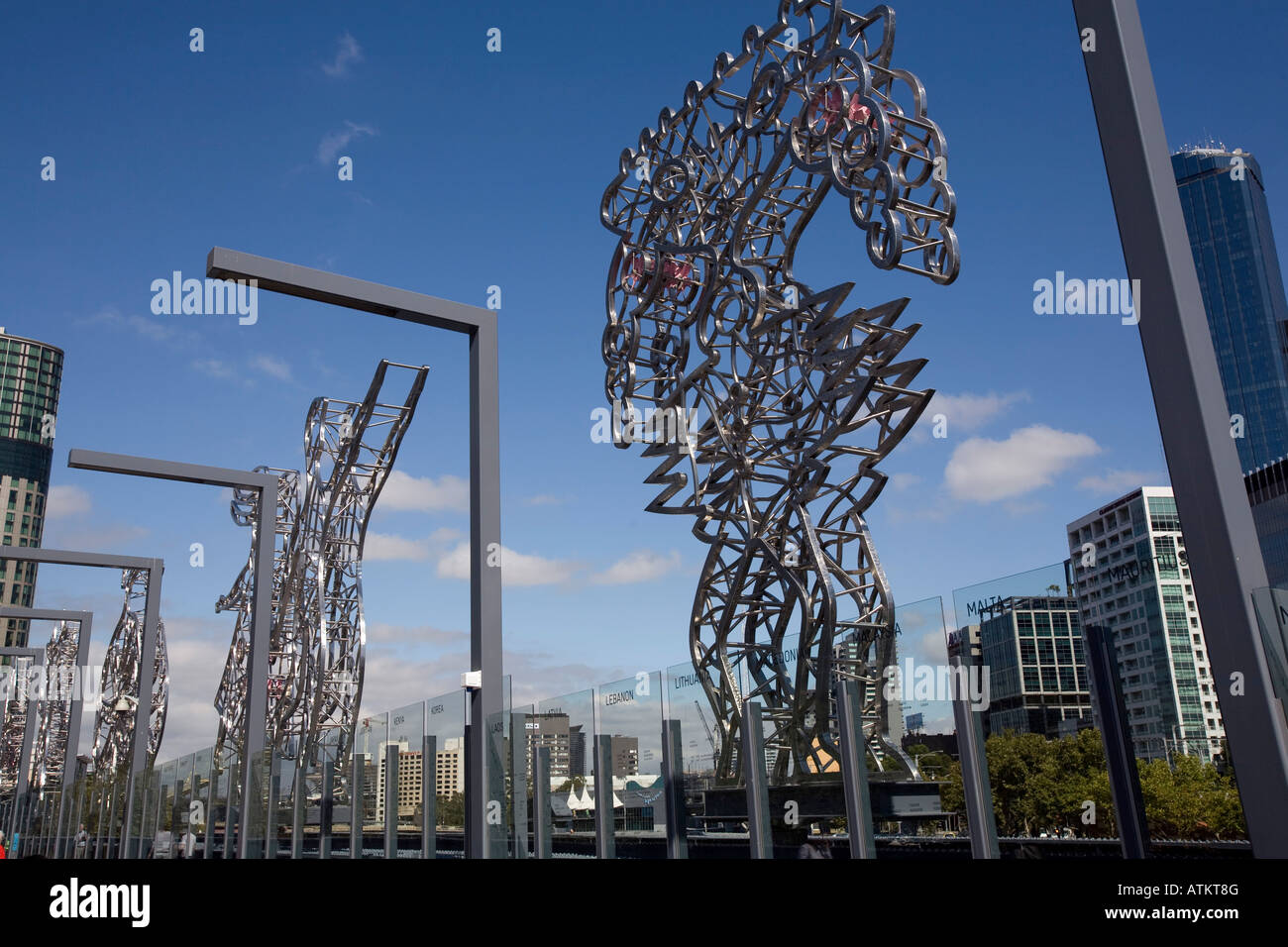artwork/metal sculpture on Sandridge bridge, one of melbourne's south