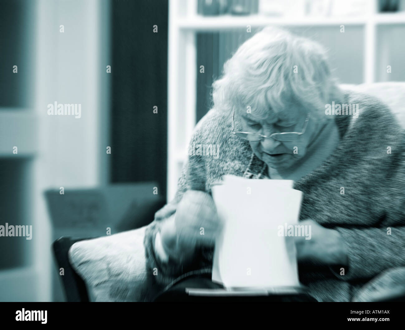 Elderly woman checking personal finances Stock Photo