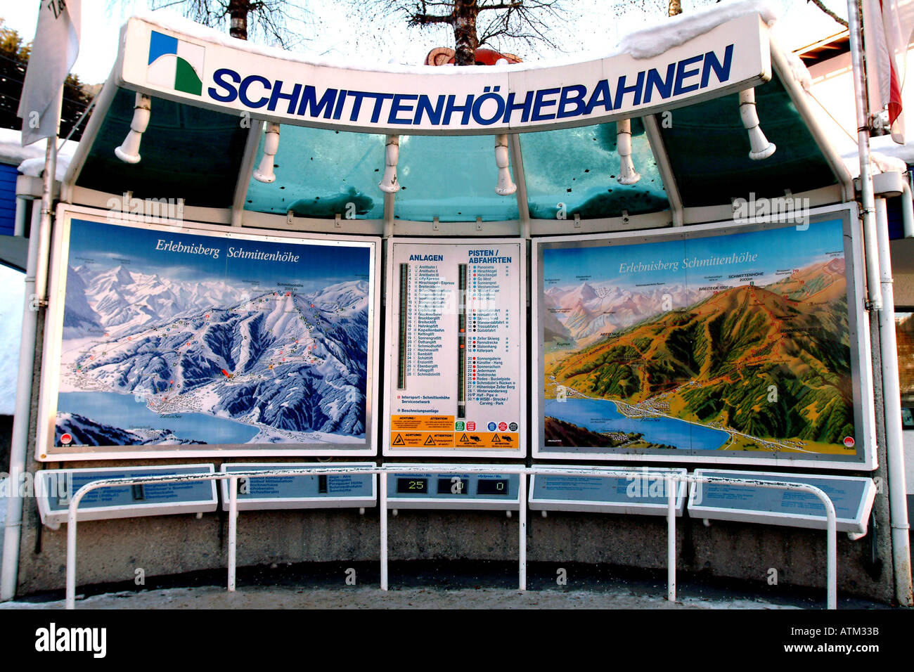 Information display board for the Schmittenhohe mountain in Zell am See Austria  Stock Photo