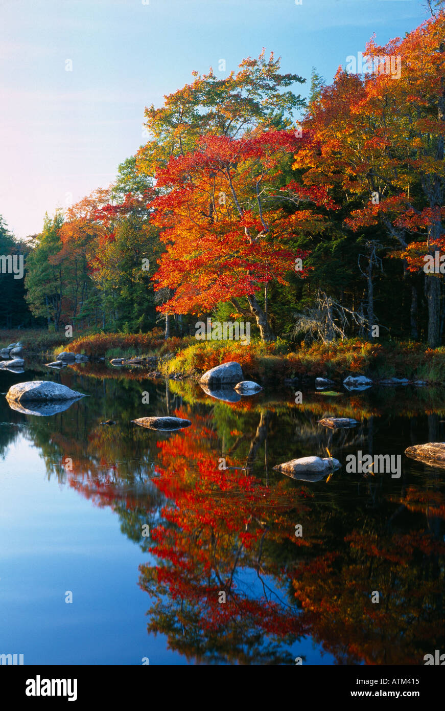 Autumn Mersey River nr Kejimkujik National Park Nova Scotia Canada ...
