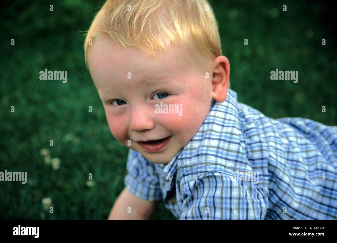 A toddler smiling Stock Photo
