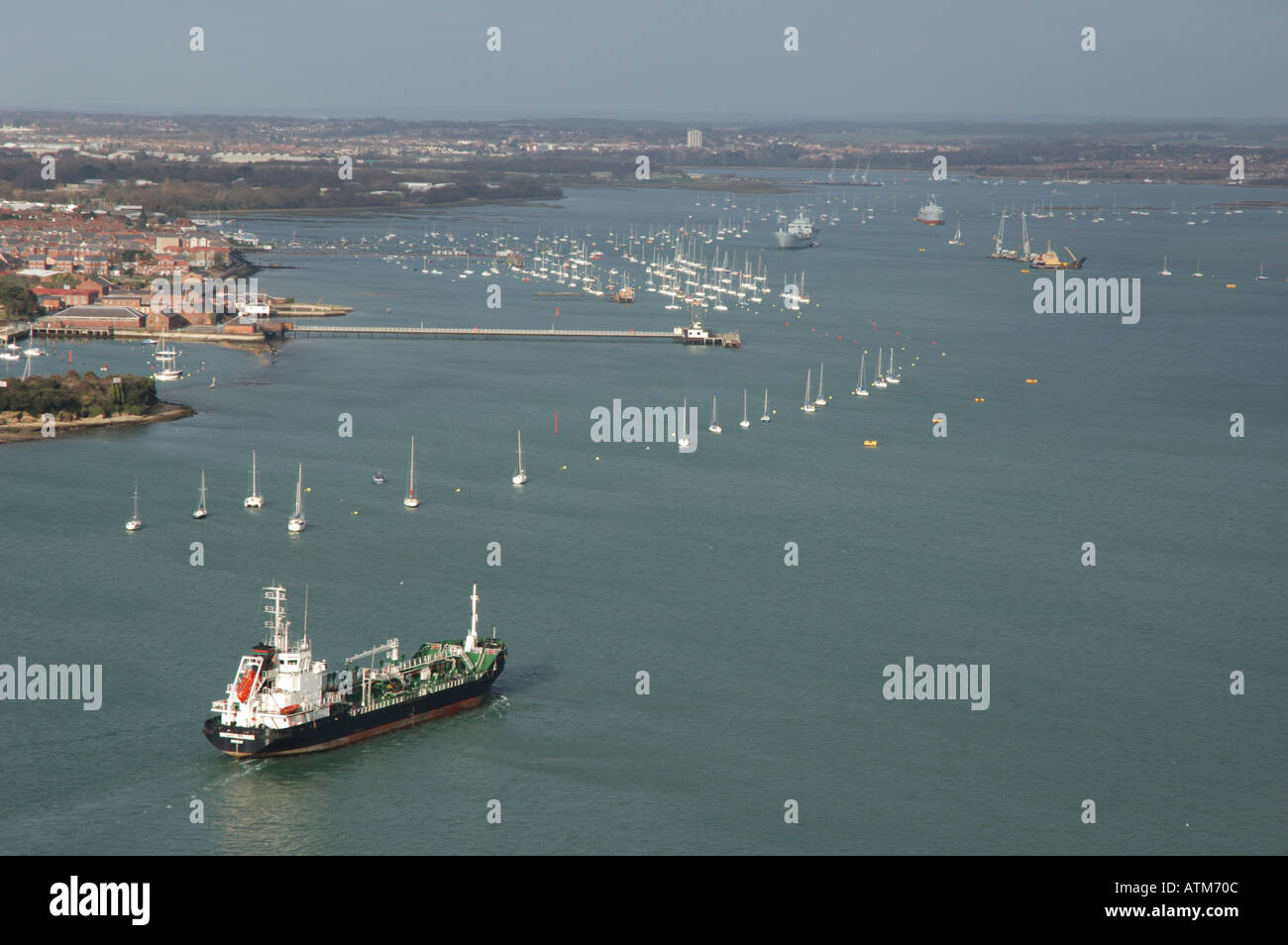 View across Portsmouth Harbour as seen from the top of the newly built Spinnaker Tower Stock Photo