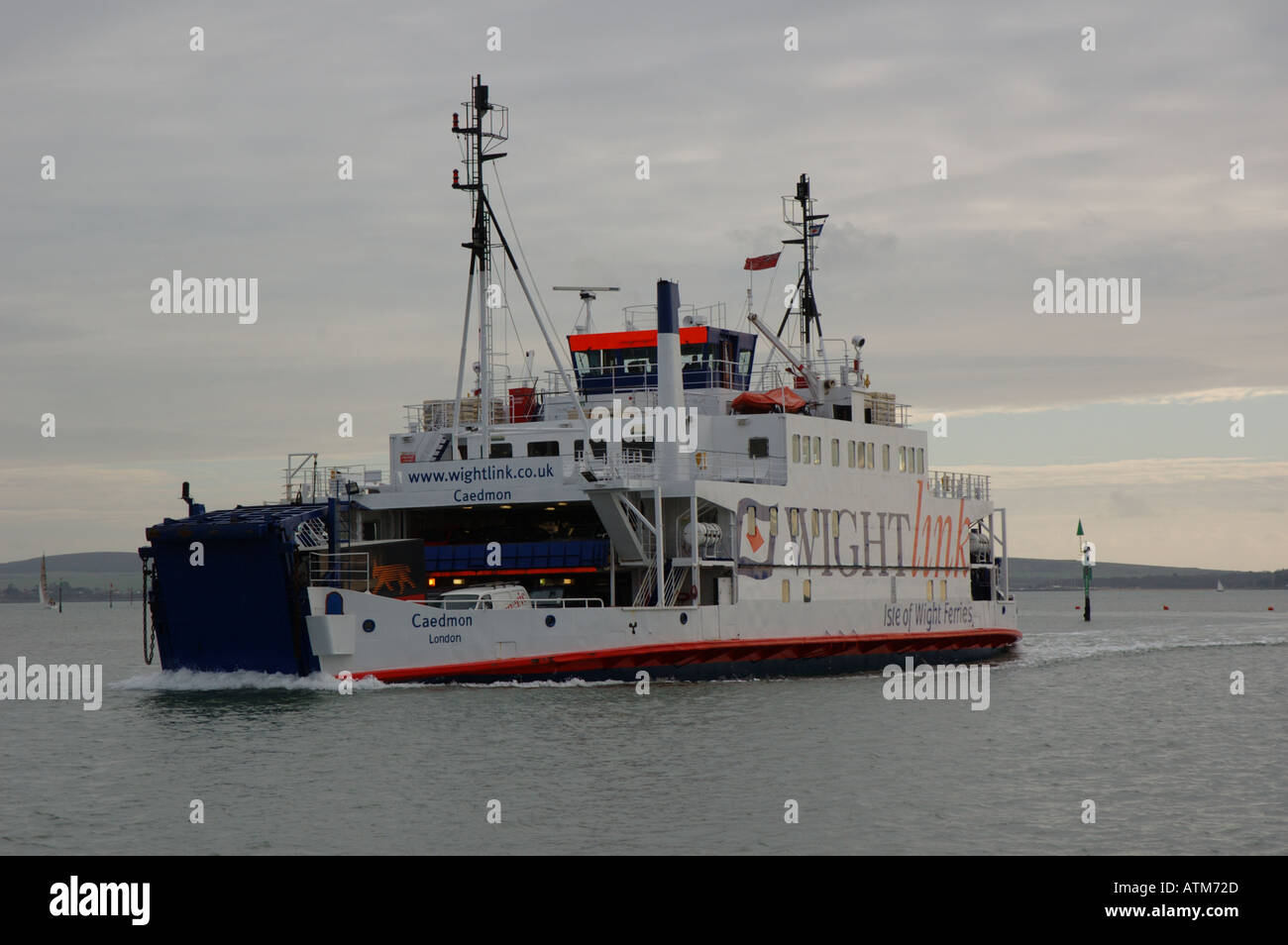 Isle of Wight ferry MV Caedmon in the Solent, 2005. She has since been broken up and scrapped. Stock Photo