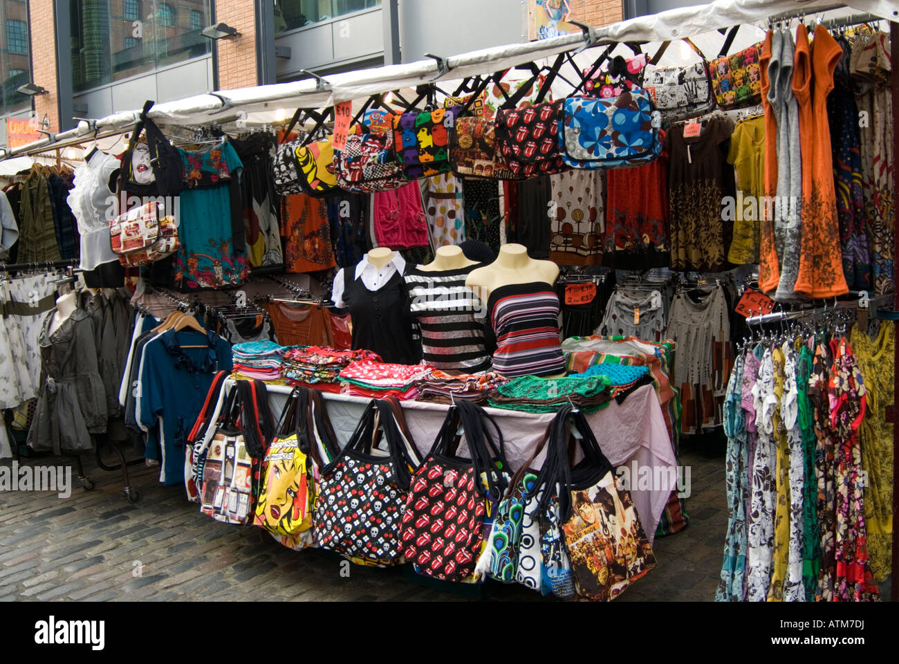 Clothes stall at Camden Market London England UK Stock Photo