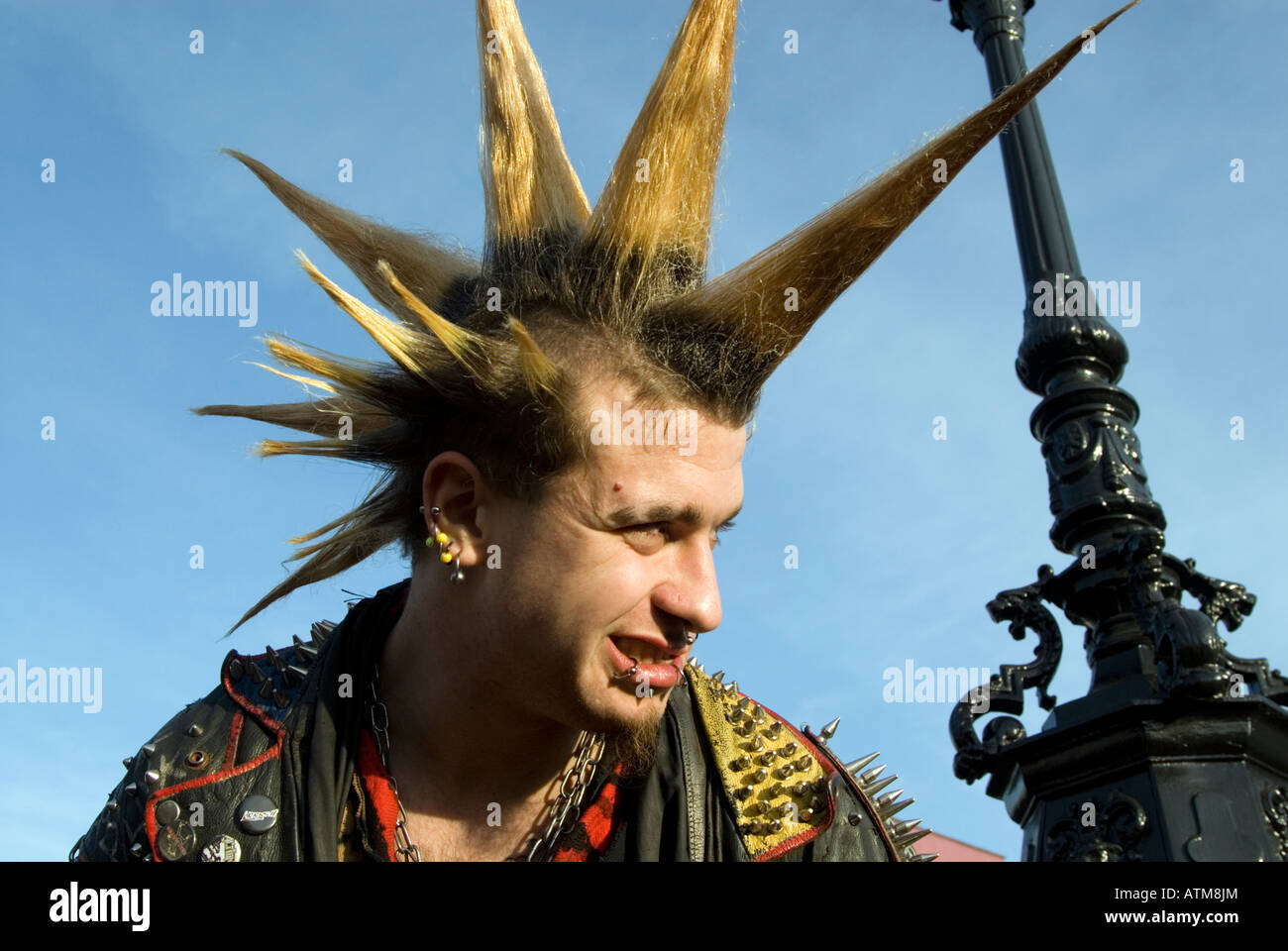 Punk with spiky hair at Camden Market London England UK Stock Photo