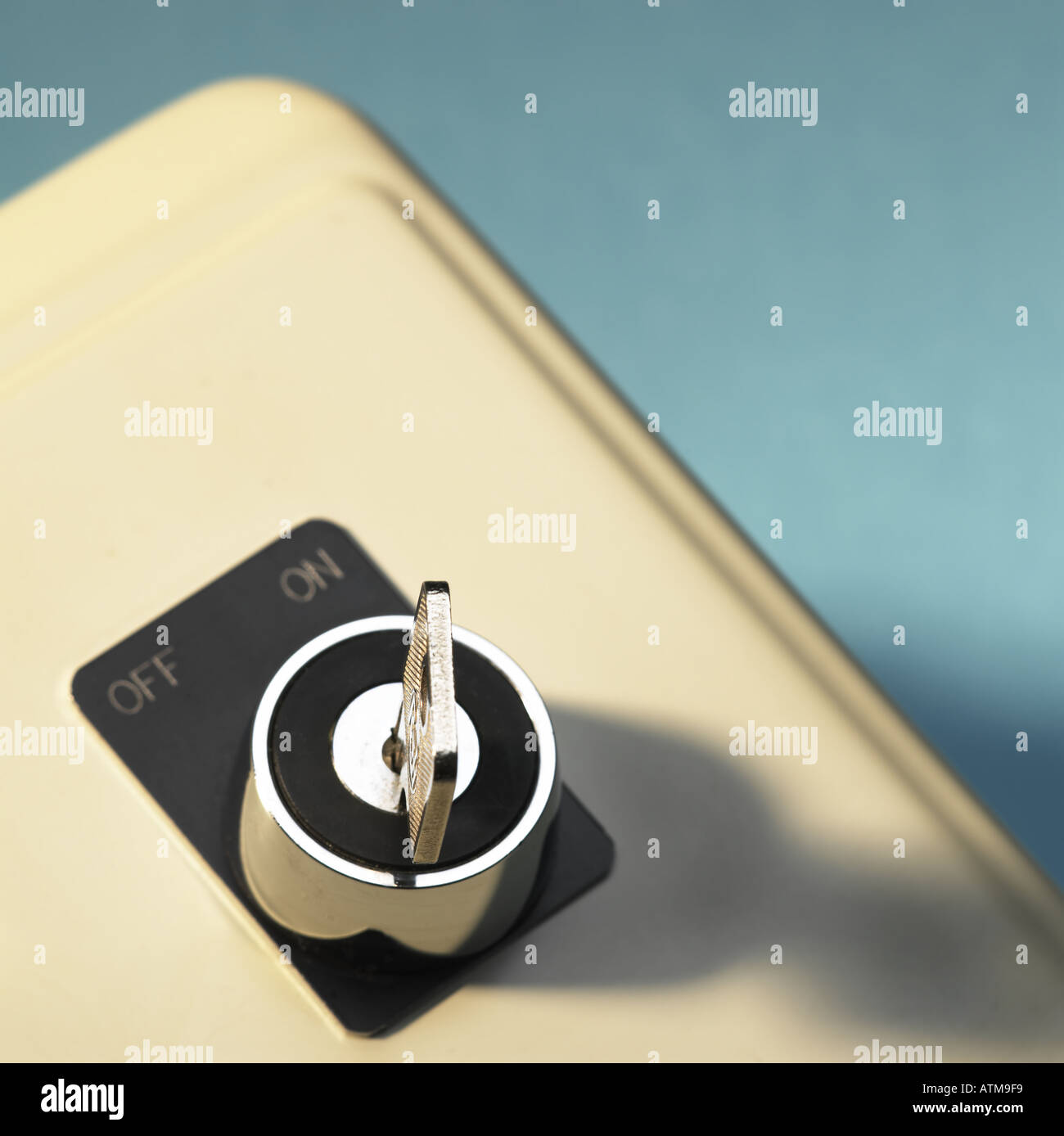 Electrical on off power switch for an security alarm with a key in the