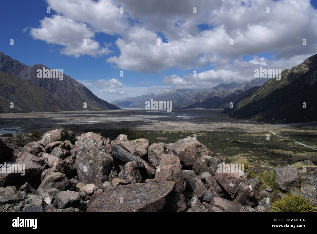 Tasman Valley in the Mount Cook National Park New Zealand Stock Photo