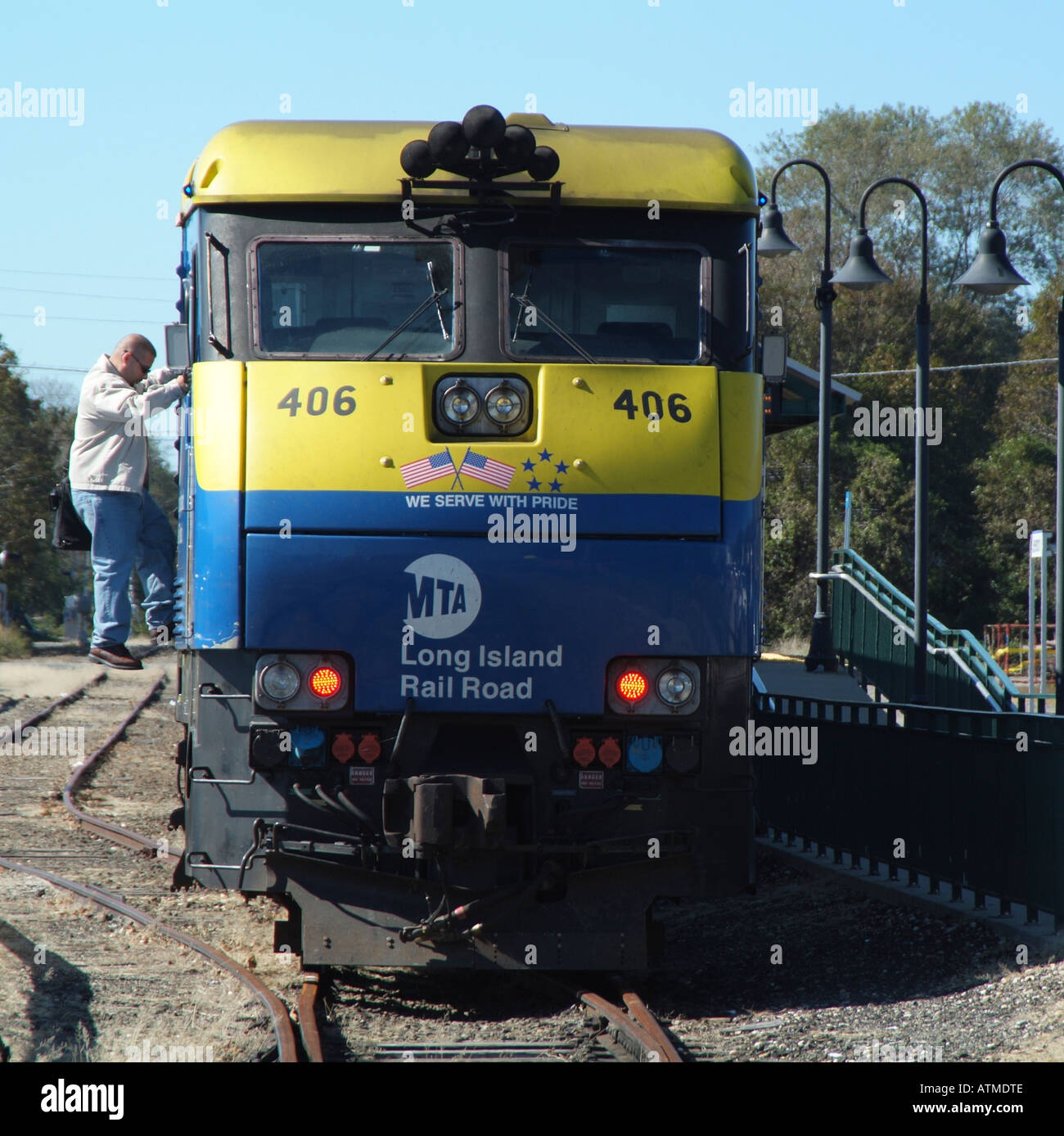Railroad train at Greenport Long Island New York USA MTA Stock Photo