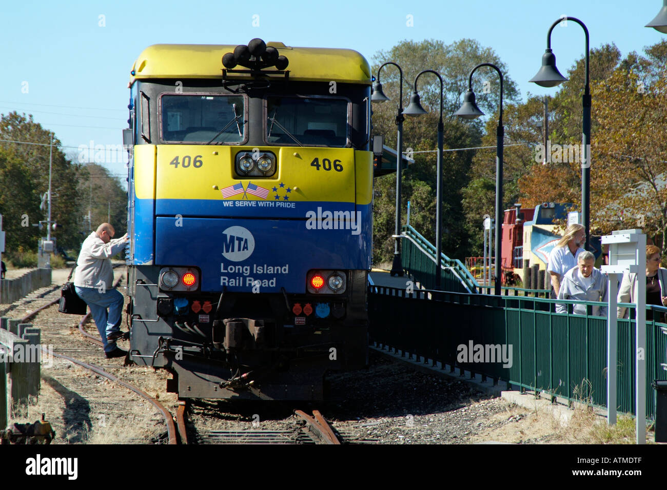 Railroad train at Greenport Long Island New York USA MTA Stock Photo