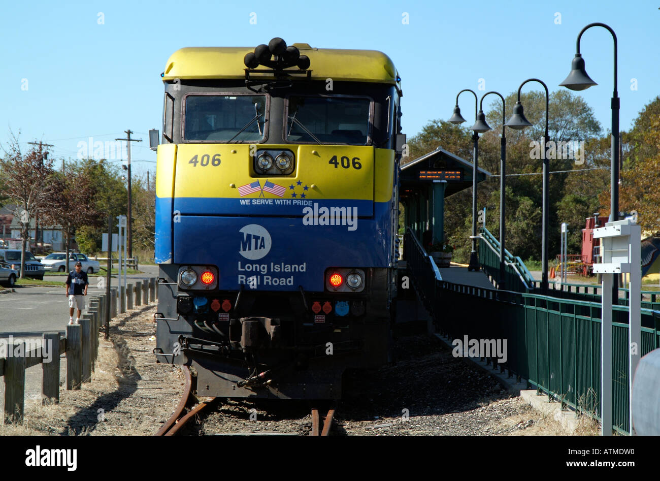 Long Island Railroad train at Greenport Long Island New York USA MTA