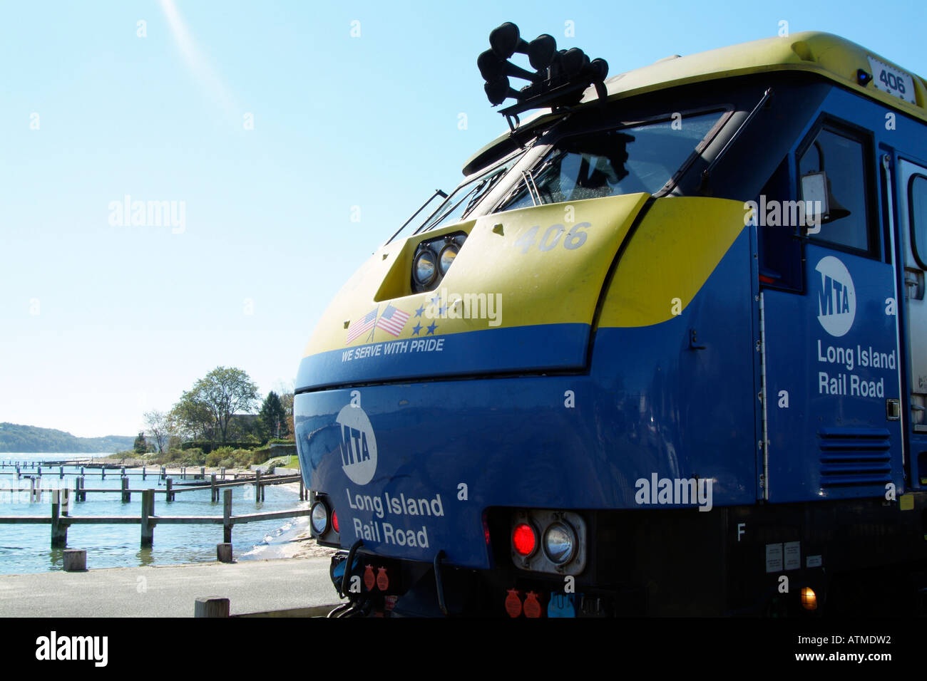 Railroad train at Greenport Long Island New York USA MTA Stock Photo