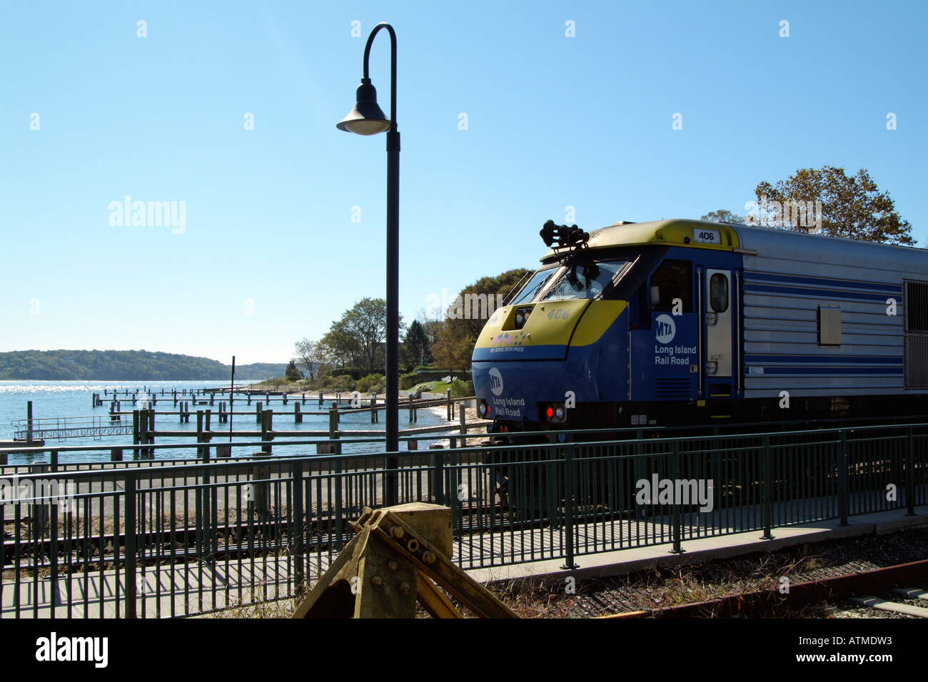 Railroad train at Greenport Long Island New York USA MTA Stock Photo