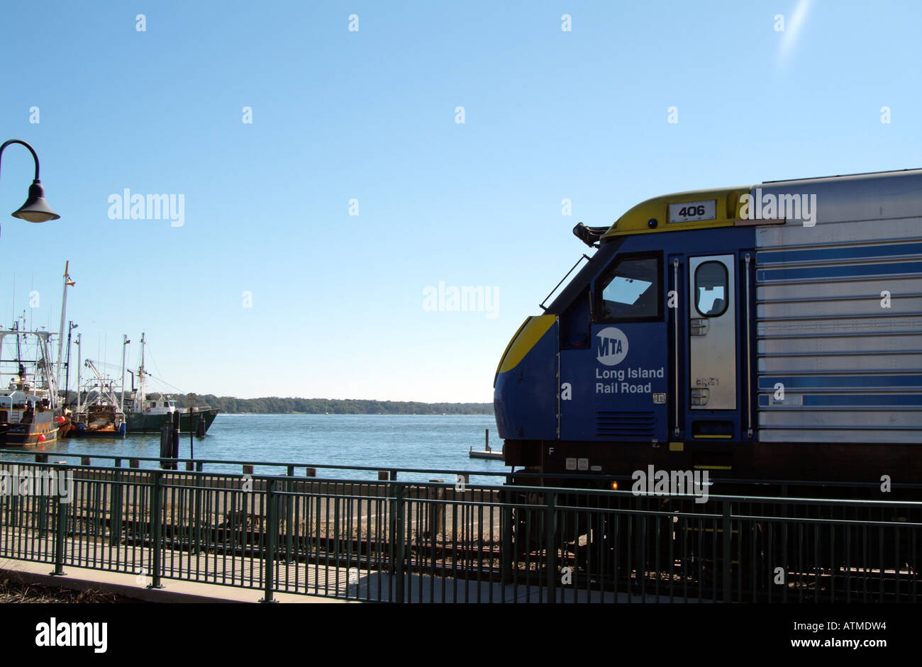 Railroad train at Greenport Long Island New York USA MTA Stock Photo