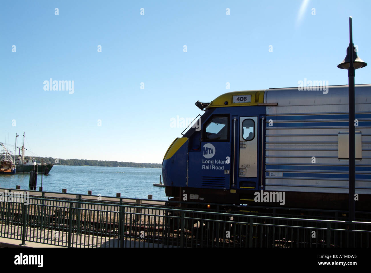Railroad train at Greenport Long Island New York USA MTA Stock Photo