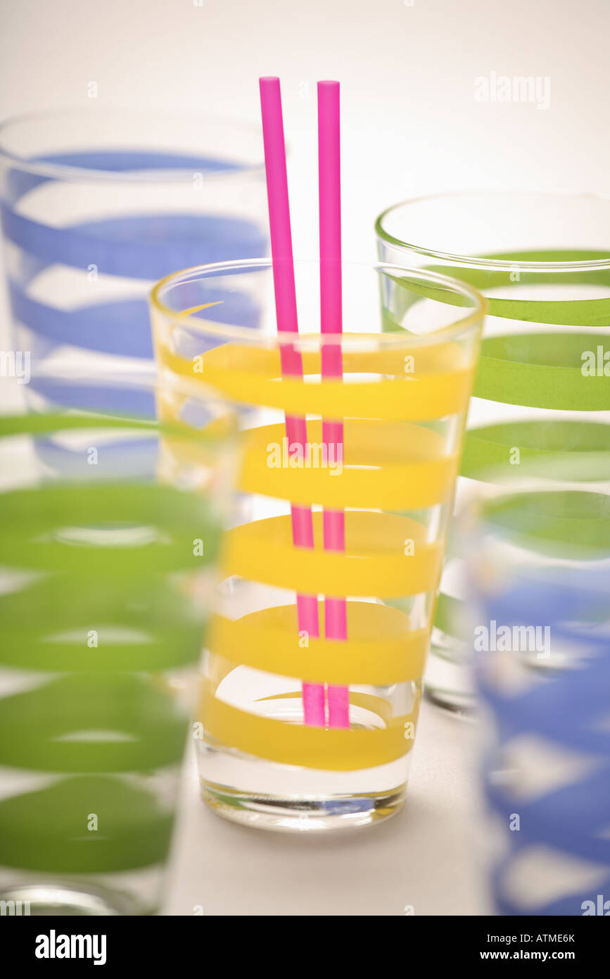 Drinking glasses and straws Stock Photo Alamy