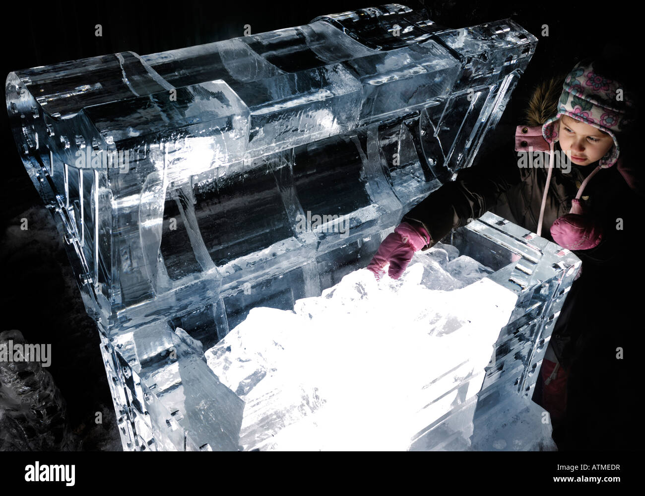 Treasure chest made of ice Stock Photo Alamy