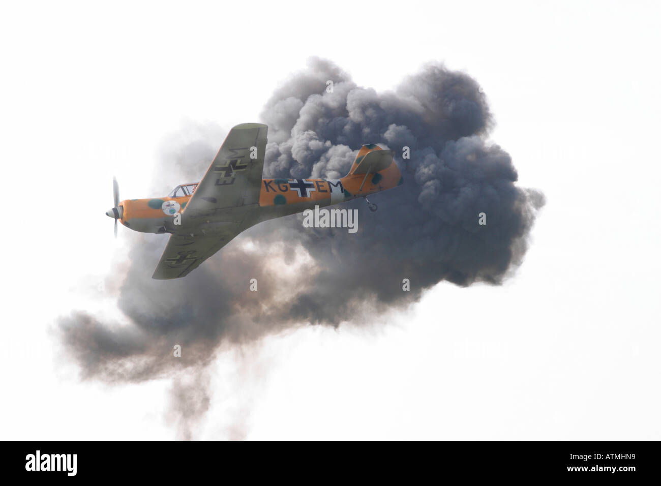 Messerschmitt ME108 Taifun D-KGEM under attack at air display at Shoreham Airport. Stock Photo