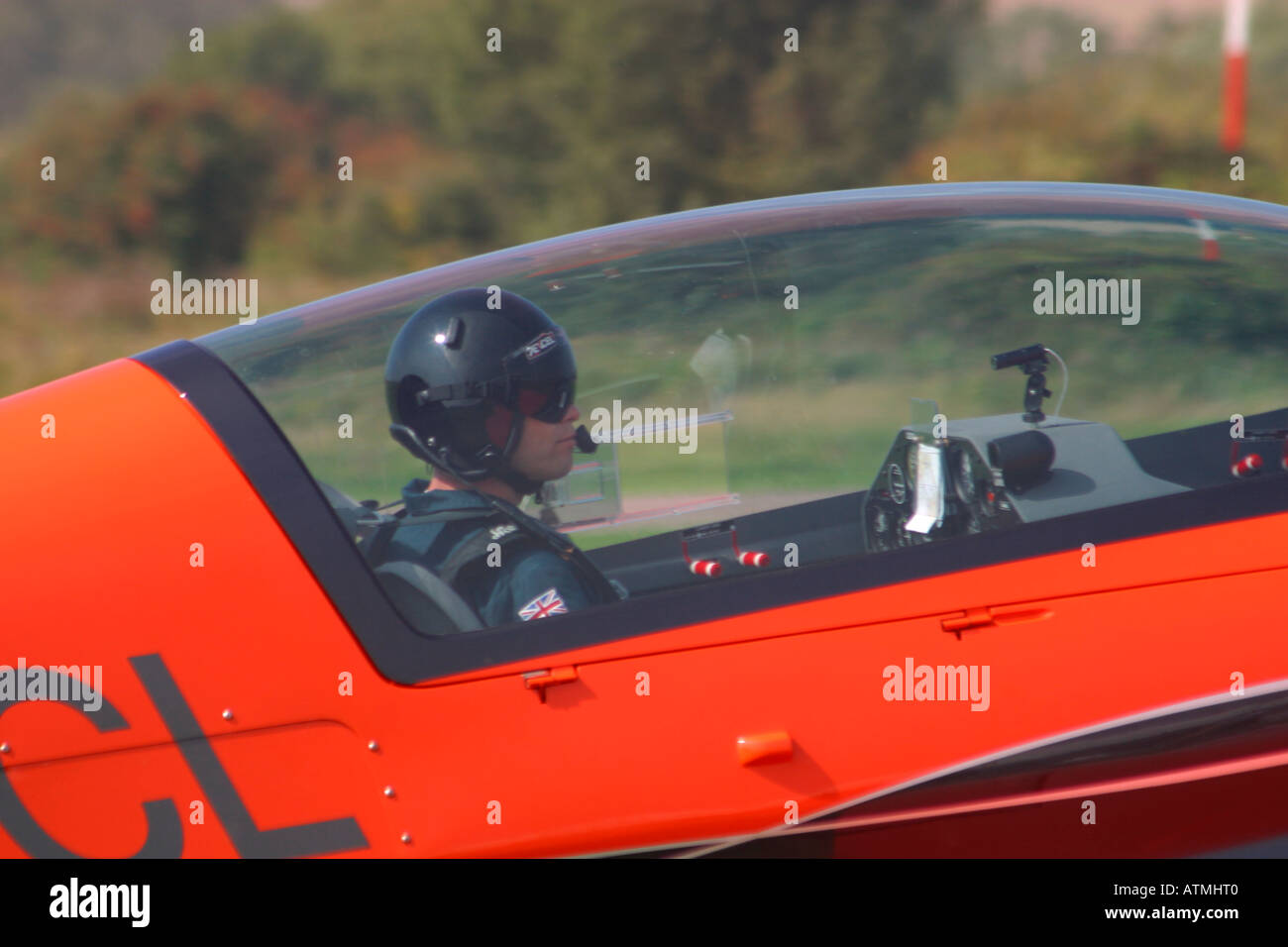 Piloting an Extra 300LP fixed wing landplane as part of the Blades Aerobatic Display Team Stock Photo