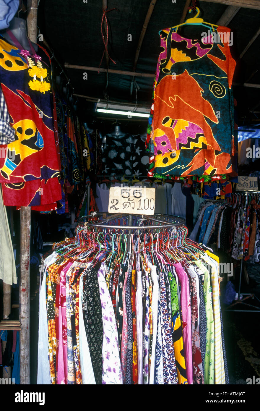 shopping, vendor, selling clothes, Chatuchak Weekend Market, Chatuchak Market, Bangkok, Bangkok Province, Thailand, Southeast Asia, Asia Stock Photo