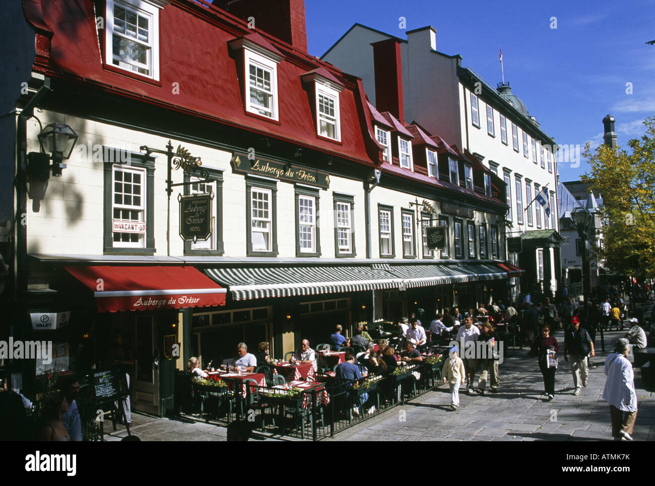 Rue St Anne Place d’Armes Old city houses Cafes restaurants Outside