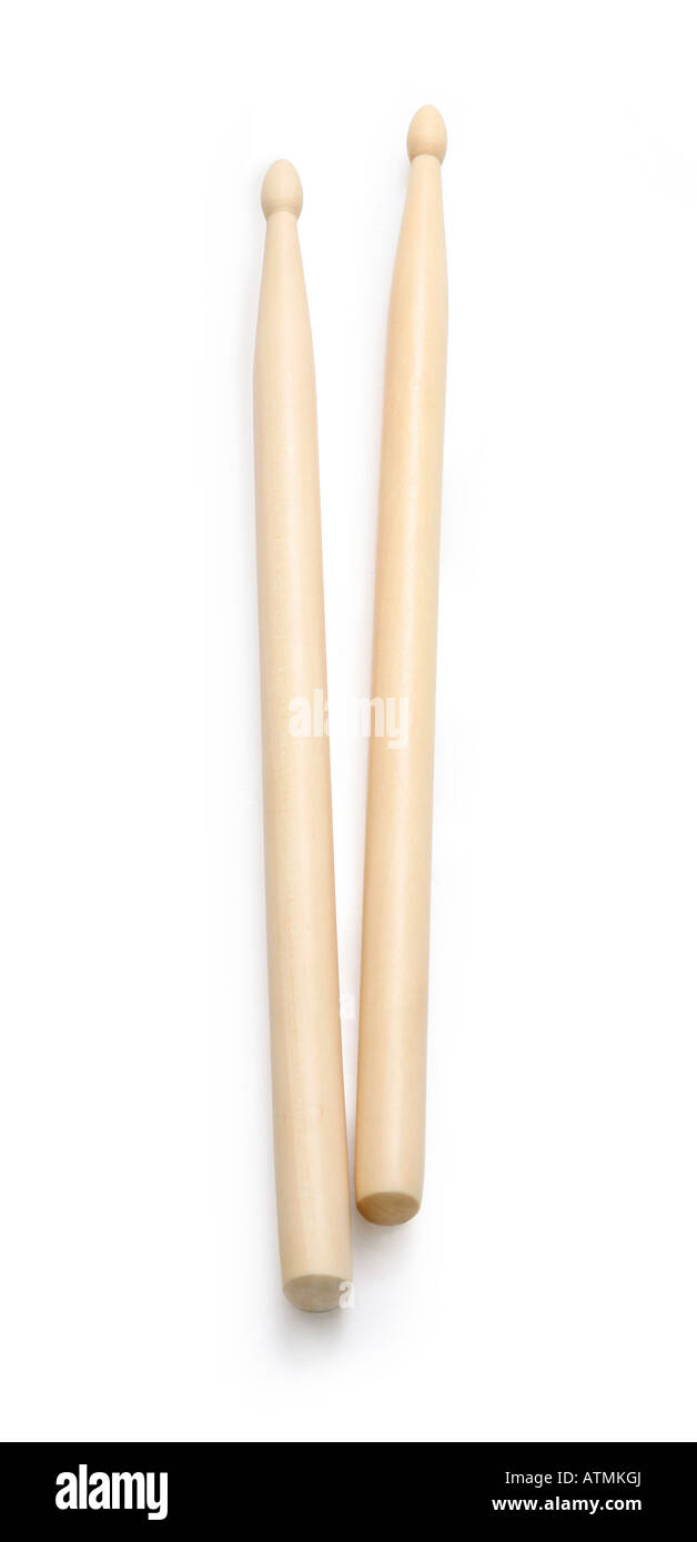 pair of drumsticks on a white background Stock Photo Alamy