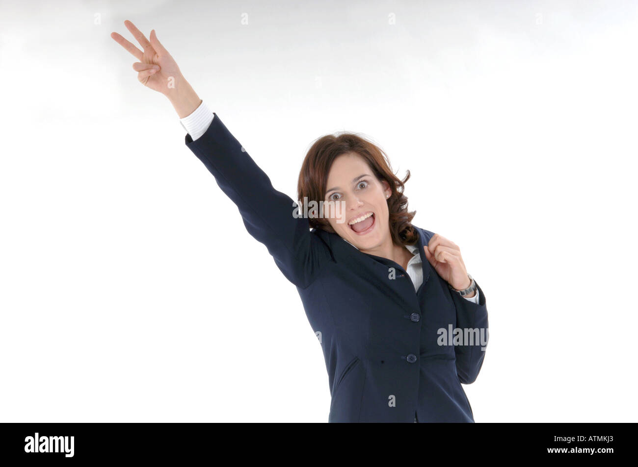 woman cheering Stock Photo
