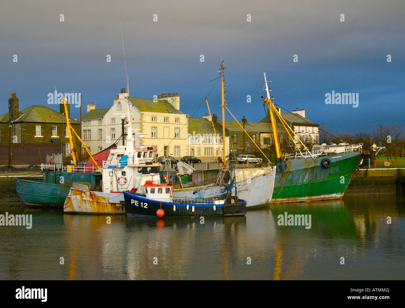 Harbour and boats at Glasson Dock, near Lancaster, Lancashire UK Stock Photo