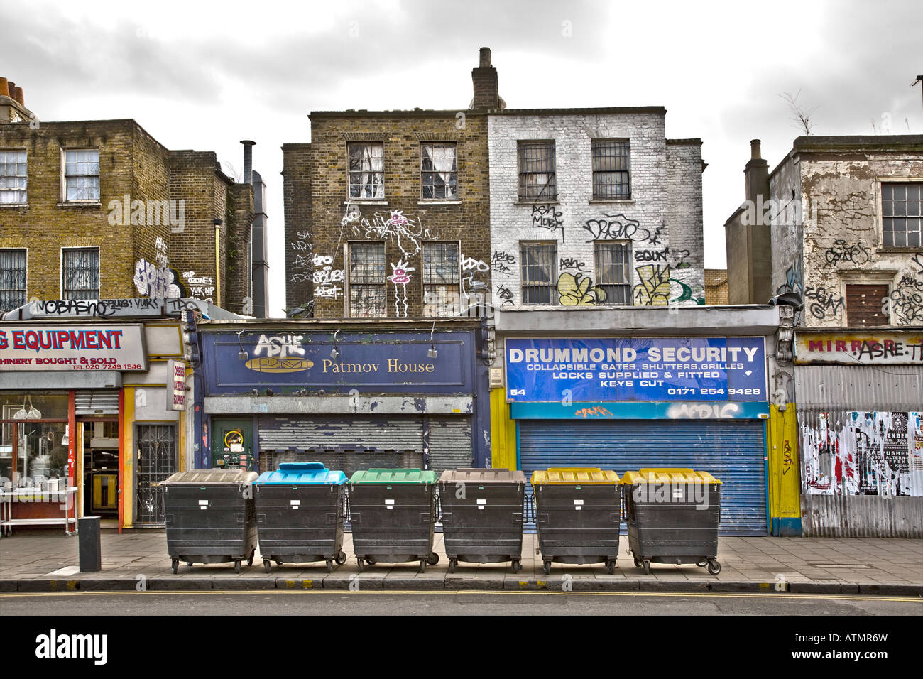 Run down shop fronts in Dalston London near Hackney Stock Photo