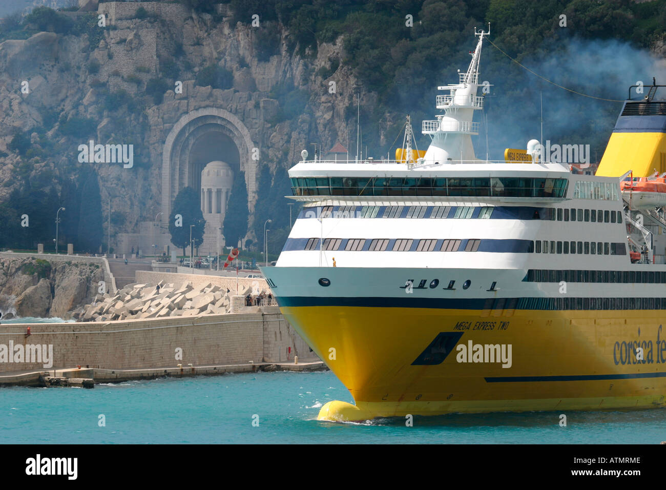 Corsica Sardinia ferry leaving the port Nice France Stock Photo