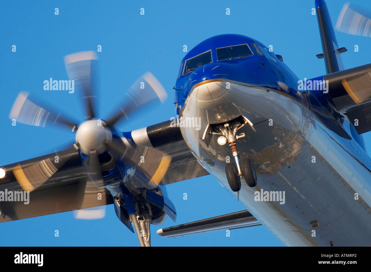 Close-up of regional propeller airplane Stock Photo