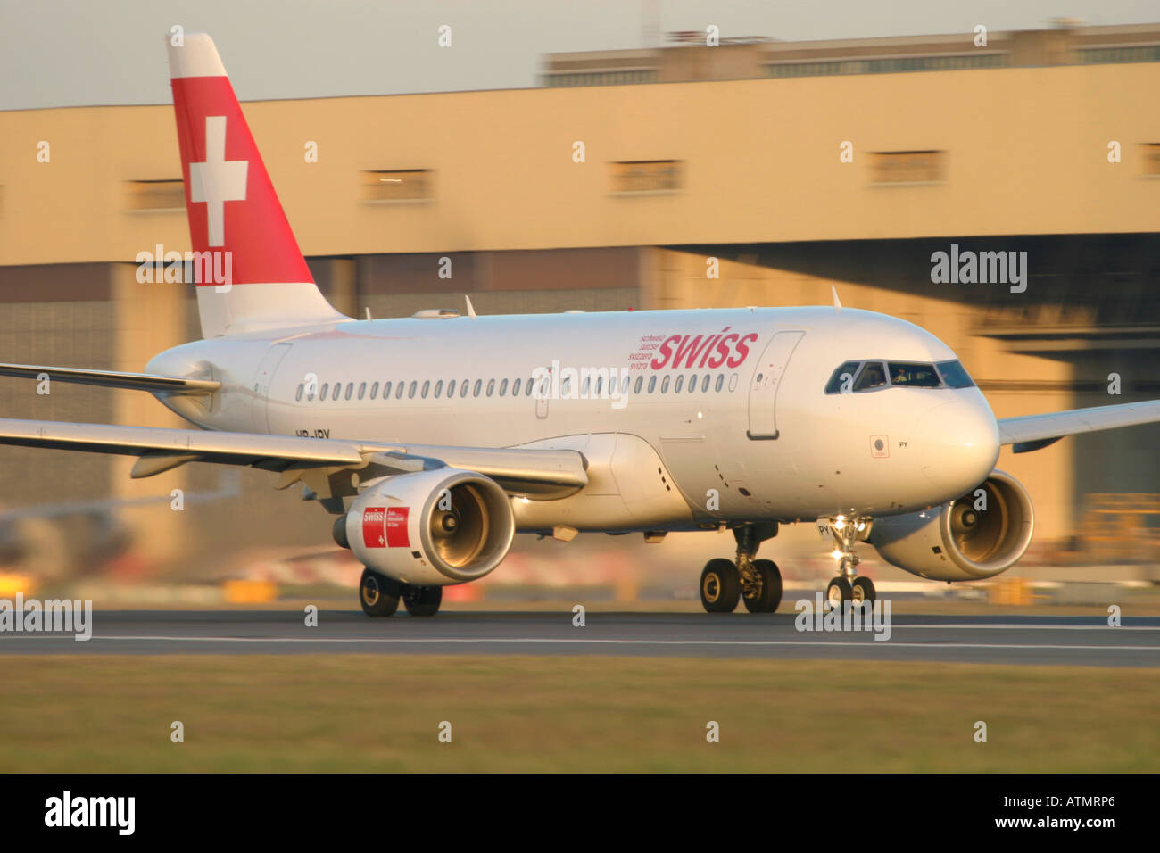 Swiss International Air Lines Airbus A319-112 at London Heathrow Airport Stock Photo