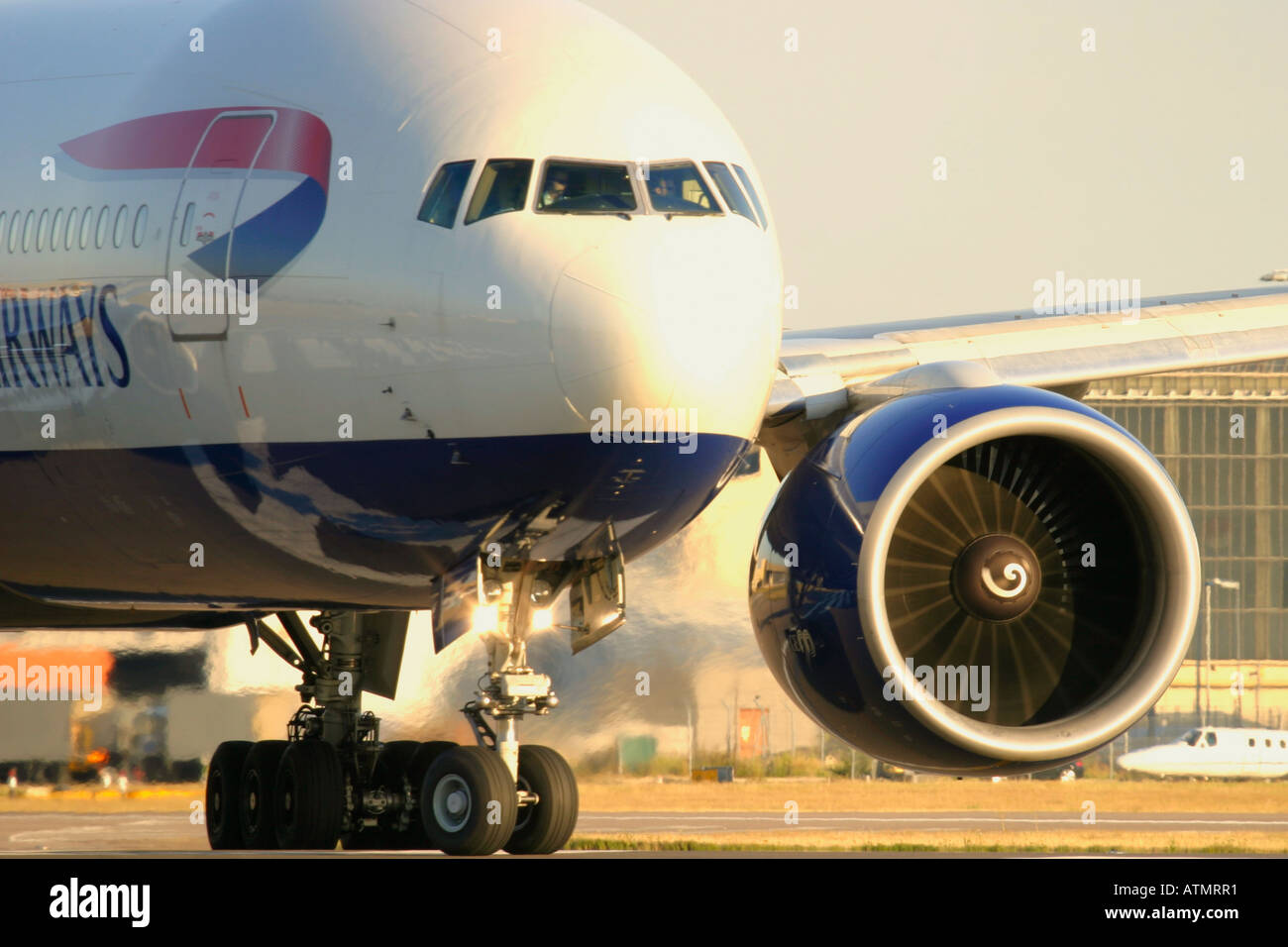Close-up of British Airways Boeing 777-236/ER at London Heathrow Airport Stock Photo
