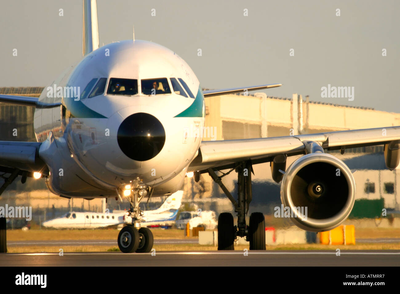 Close-up of passenger airplane Stock Photo