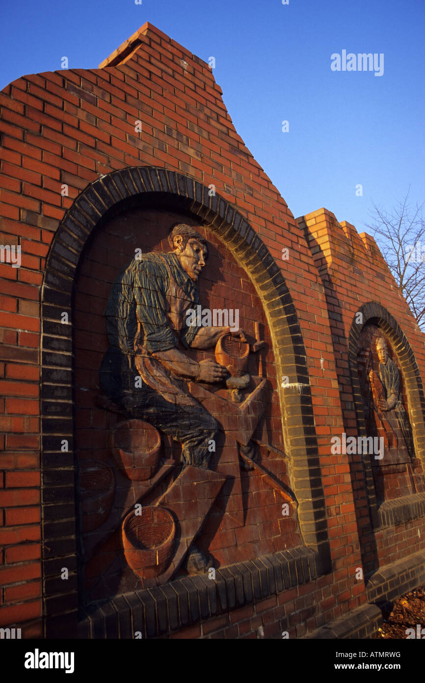 Artistic Brickwork Depicting Potter At Wheel Burslem Stoke-on-Trent Stock Photo