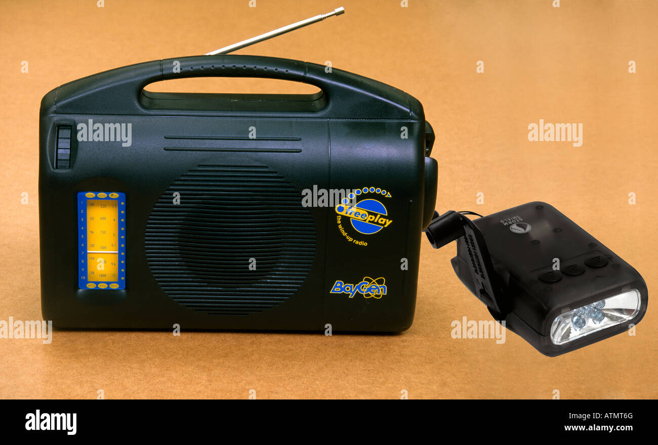 Wind up Radio & Wind up Torch Stock Photo Alamy
