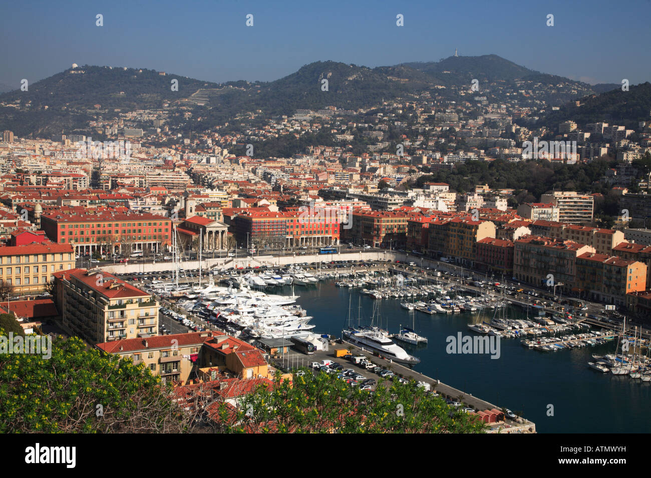 The Bassin Lympia viewed from Château Hill at Nice Stock Photo