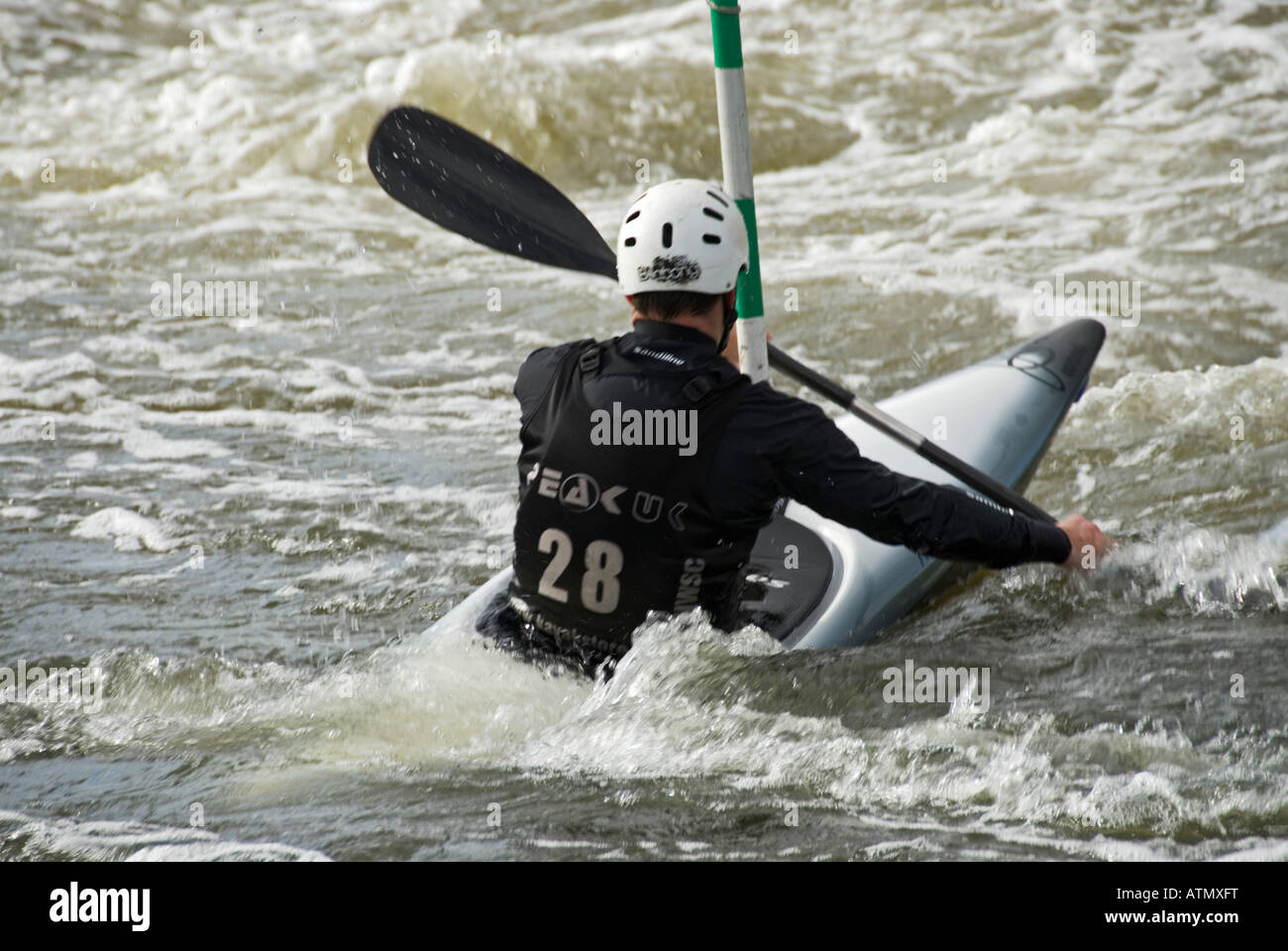 White water kayak on a slalom course at holme pierrepont national water