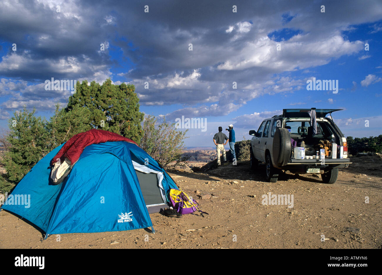 camp spot with tent and car Utah USA Stock Photo - Alamy