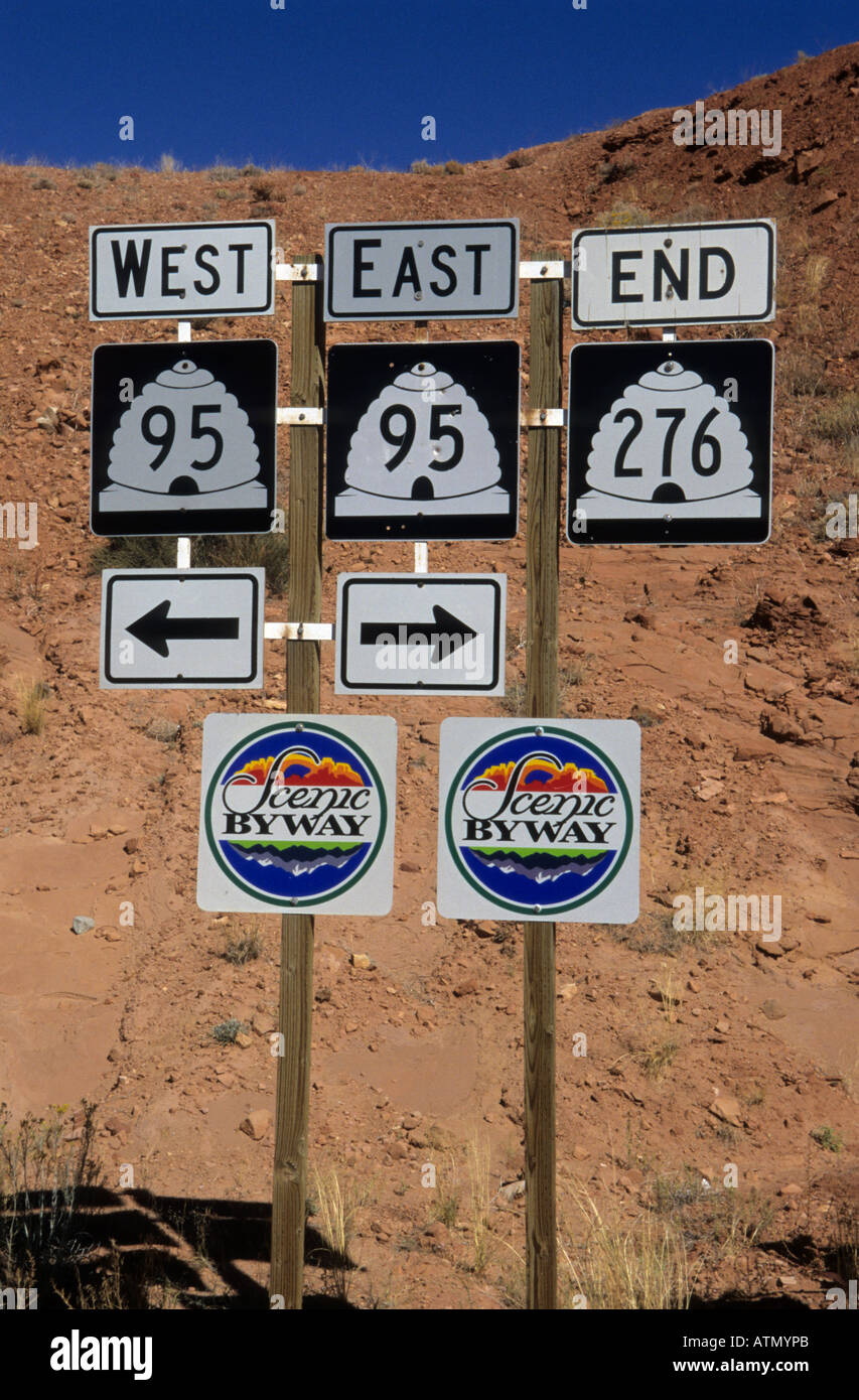 traffic signs at a highway Utah USA Stock Photo 9345194 Alamy