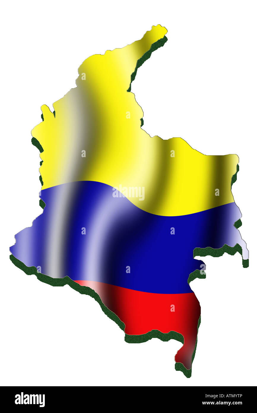 Outline map and flag of Colombia Stock Photo