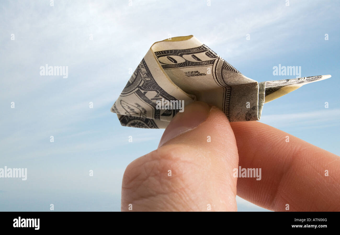Airplane made from dollar banknote Stock Photo Alamy