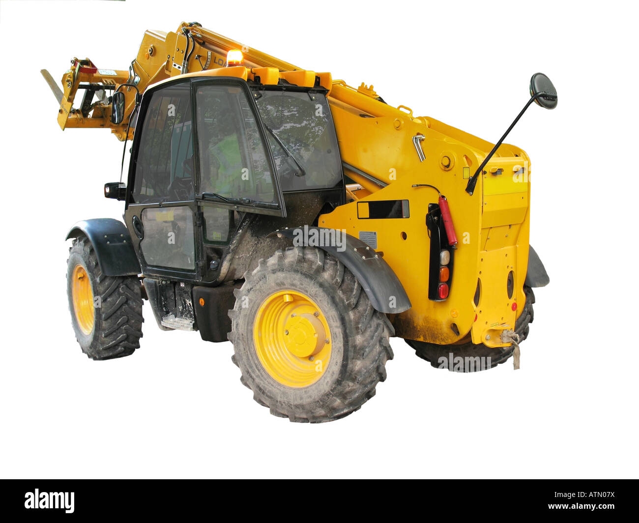 Isolated construction vehicle seen from a rear angle Stock Photo