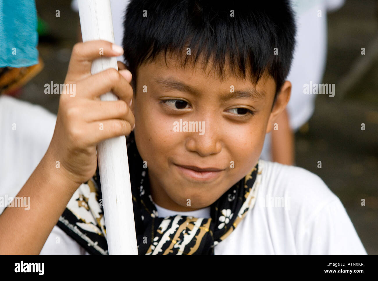 Young Balanese Boy At a Festival  In Ubud Bali Indonesia Sout East asia Stock Photo