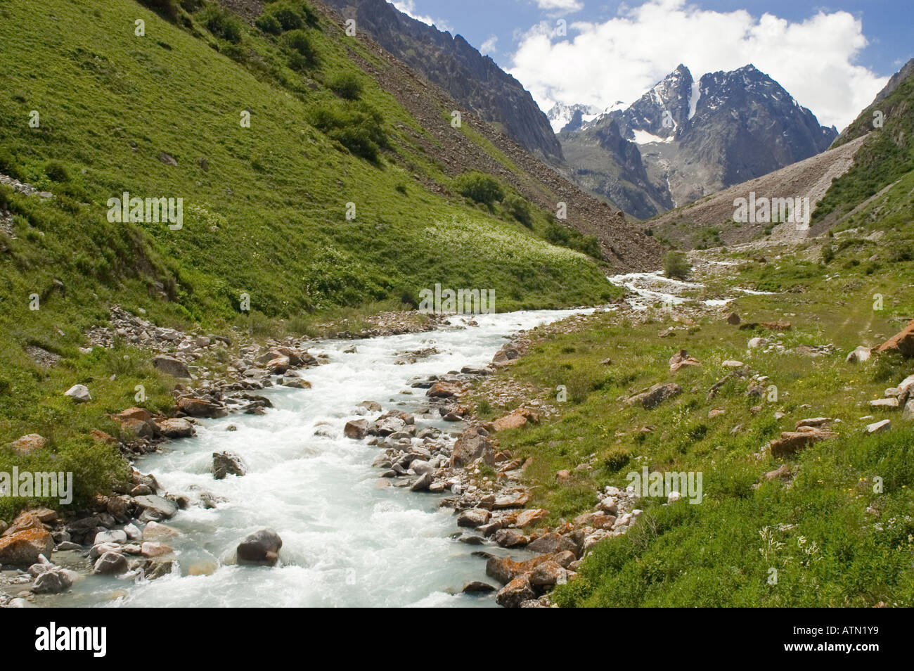 valley at Ala Archa National Park Tian Shan Kyrgyzstan Stock Photo