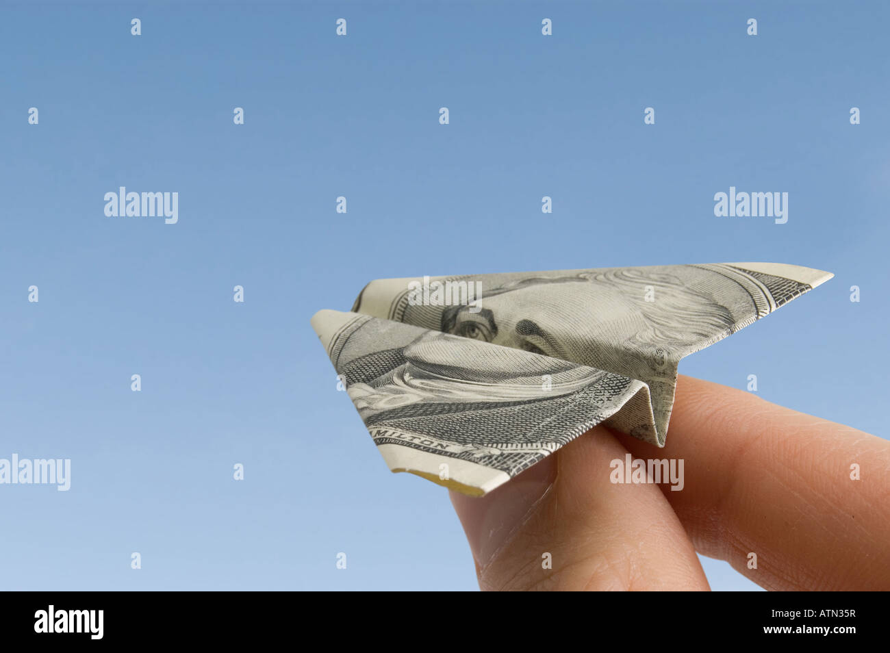 Airplane made from dollar banknote Stock Photo Alamy