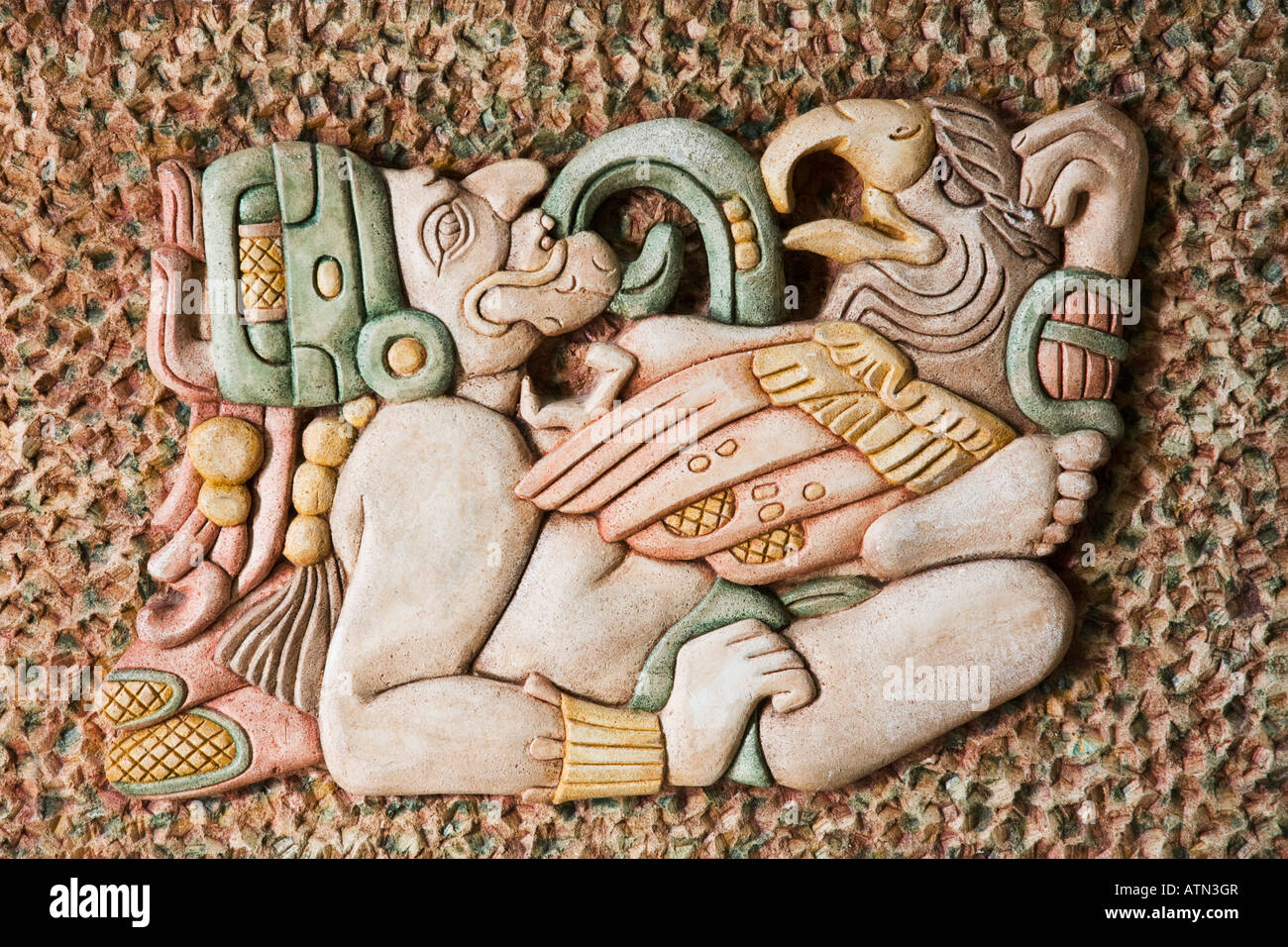 Replica of Mayan art in the Yucatan Peninsula of Mexico Stock Photo