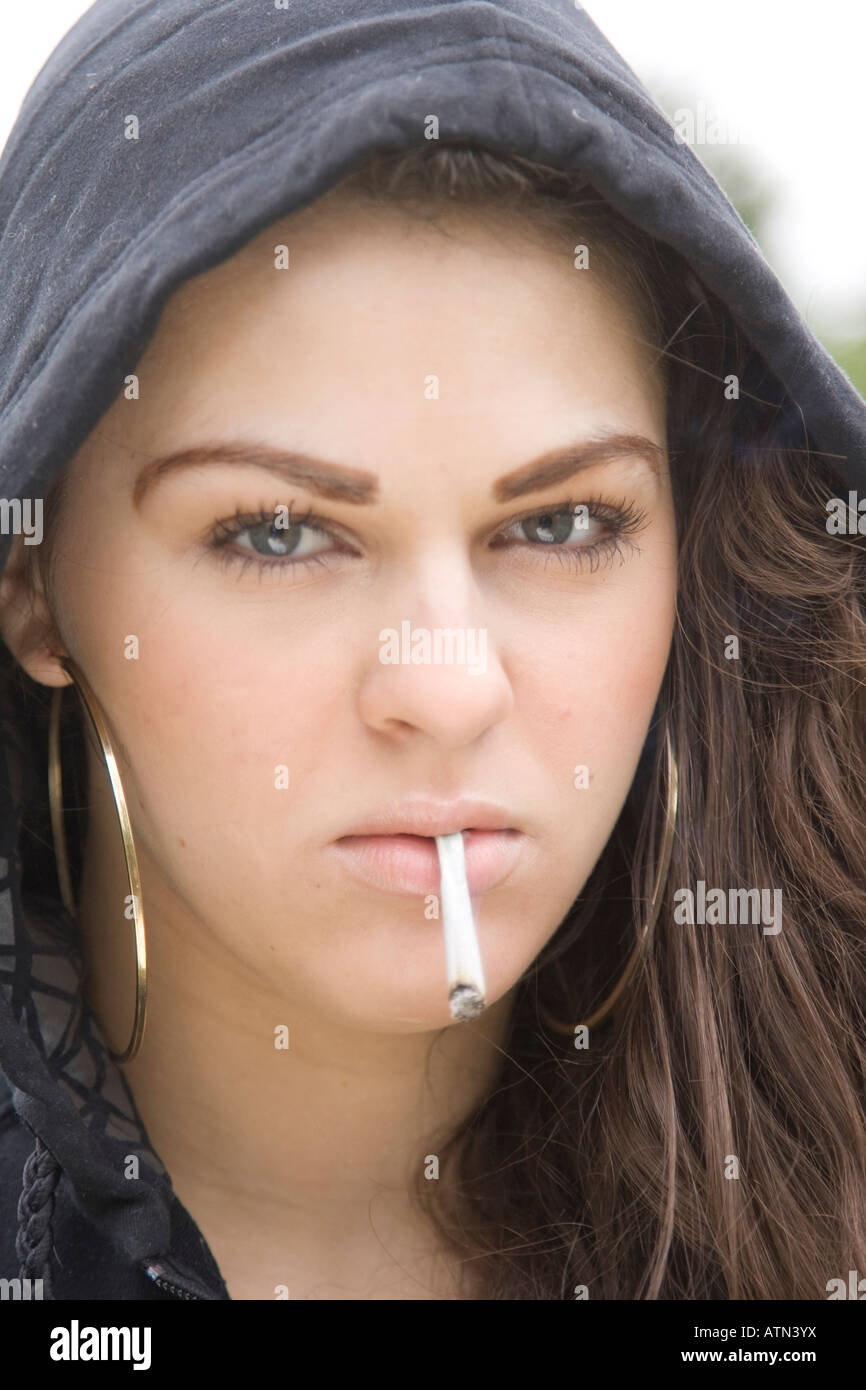 teenage girl smoking a pretend cannabis joint Stock Photo 16355581 Alamy