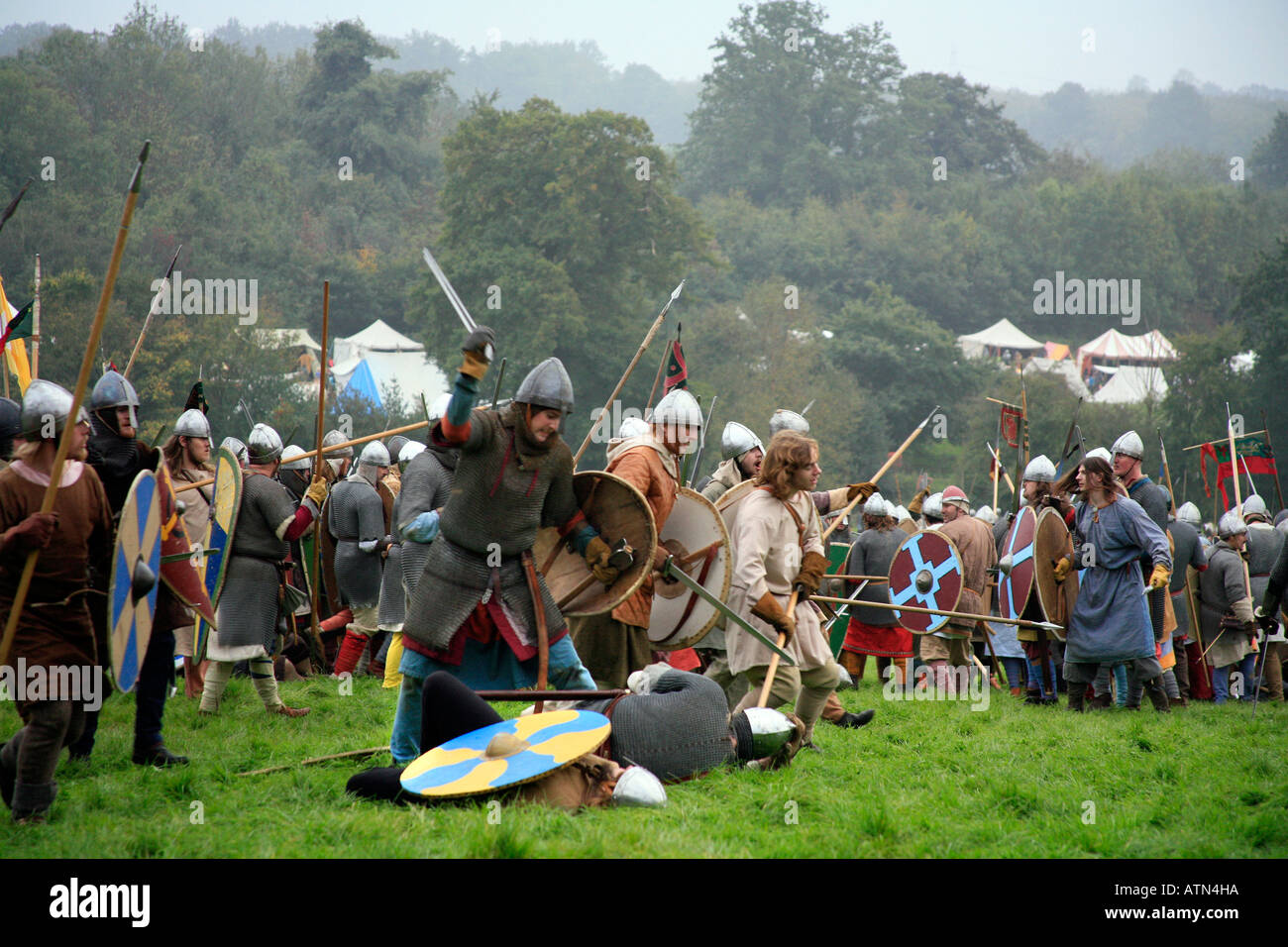 The Historic 1066 Battle of Hastings England re creation at Hastings on the actual fields where the Battle took place Stock Photo