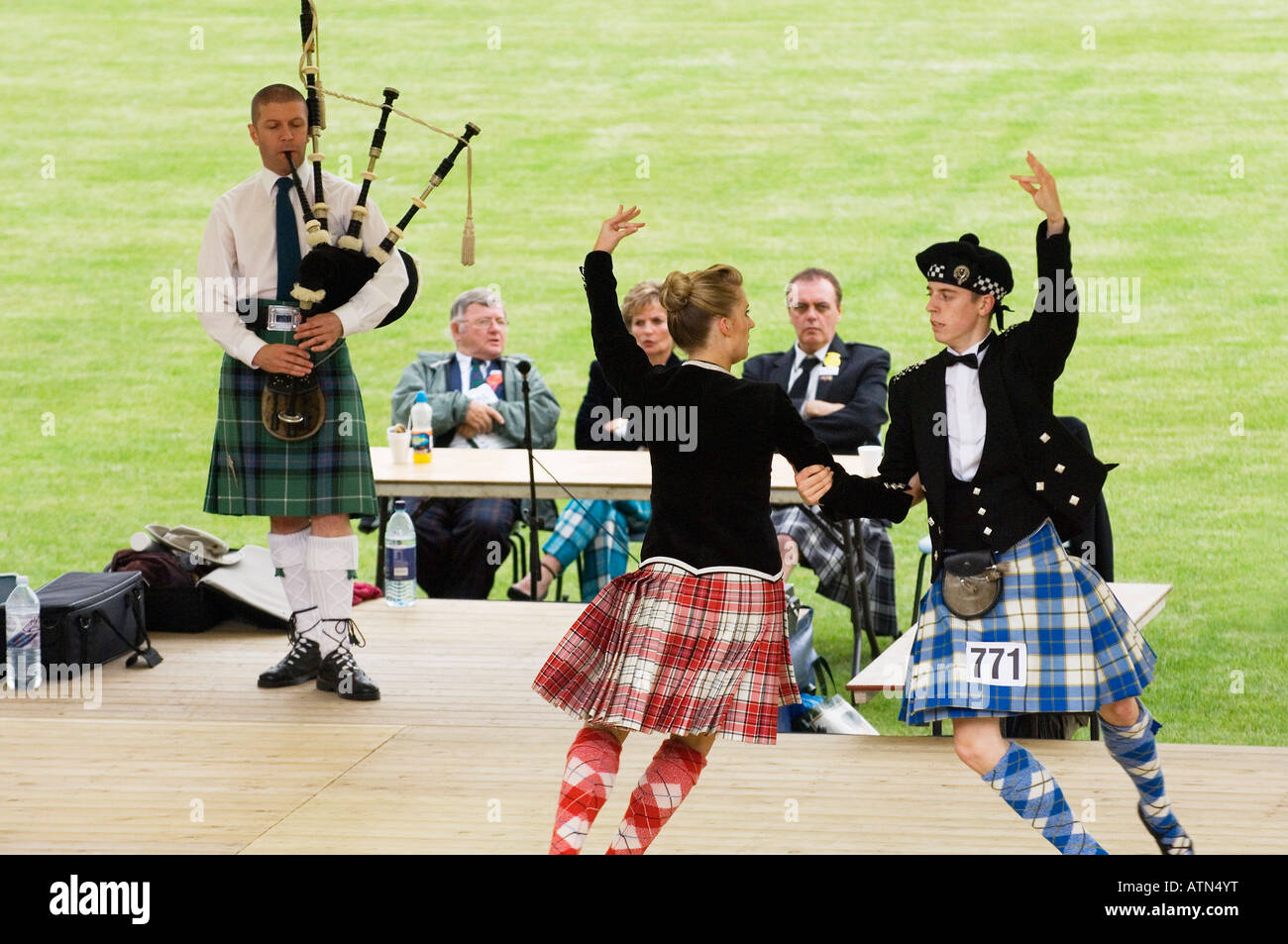 Highland dancing contest at the annual Cowal Highland Gathering at Dunoon, west of Glasgow. Largest Highland Games in Scotland Stock Photo